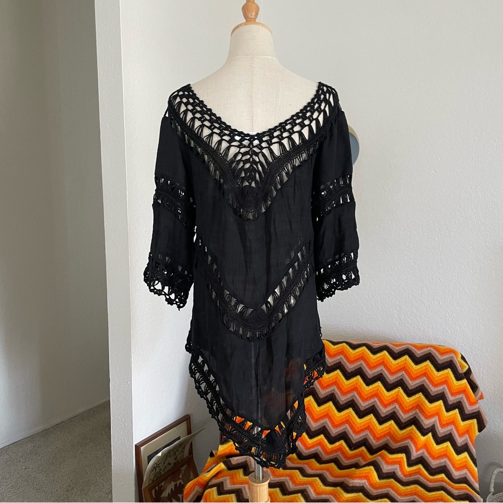 India Boutique Boho Hippie Crochet Tunic Top - Picture 2 of 10